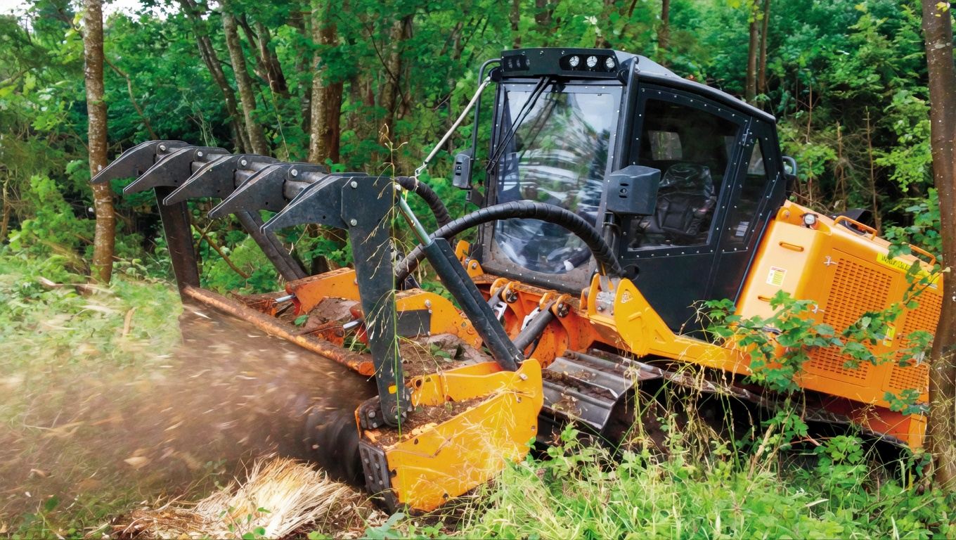 Forestry mulcher operating in the field